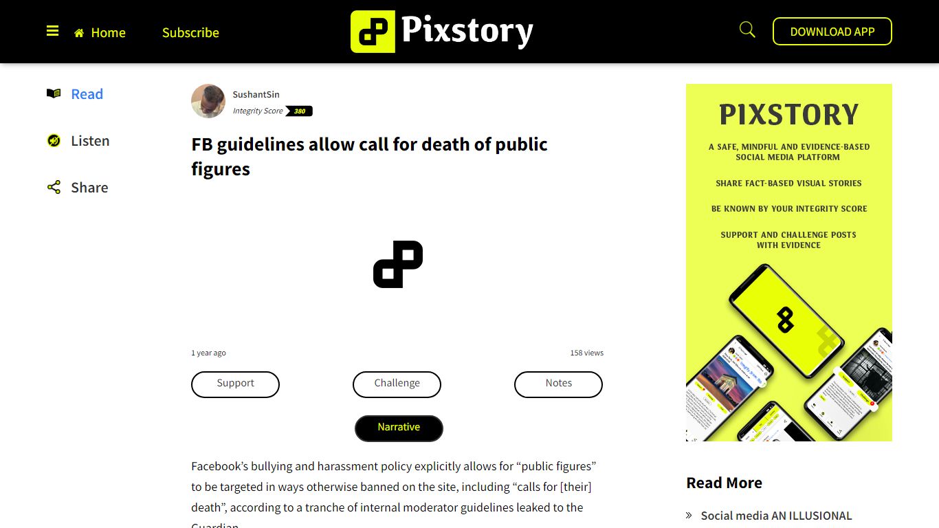 FB guidelines allow call for death of public figures | Pixstory